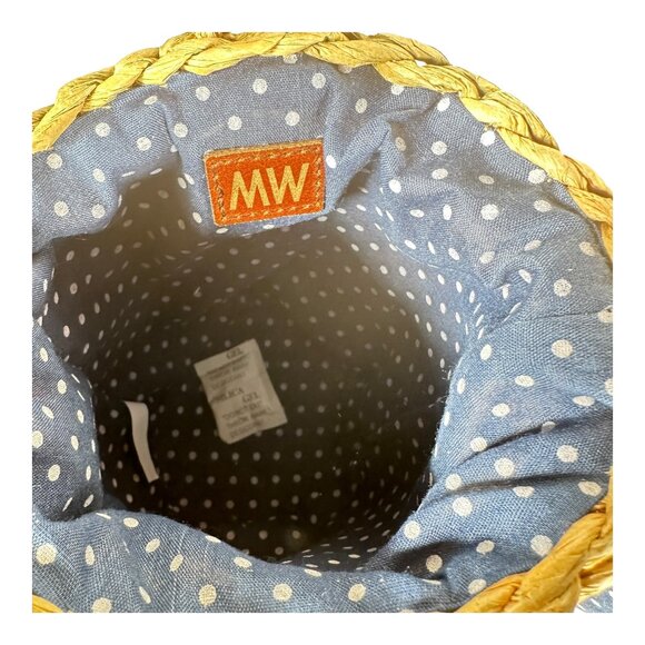 Most Wanted Paper Straw Bucket Bag Polka Dot Bow Crossbody Rattan - Picture 5 of 9